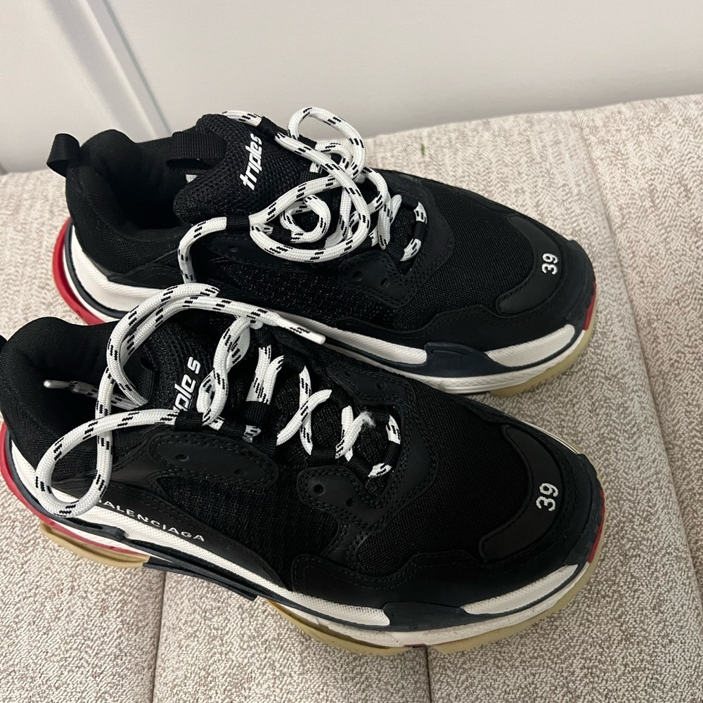 Black red and white triple s Balenciagas